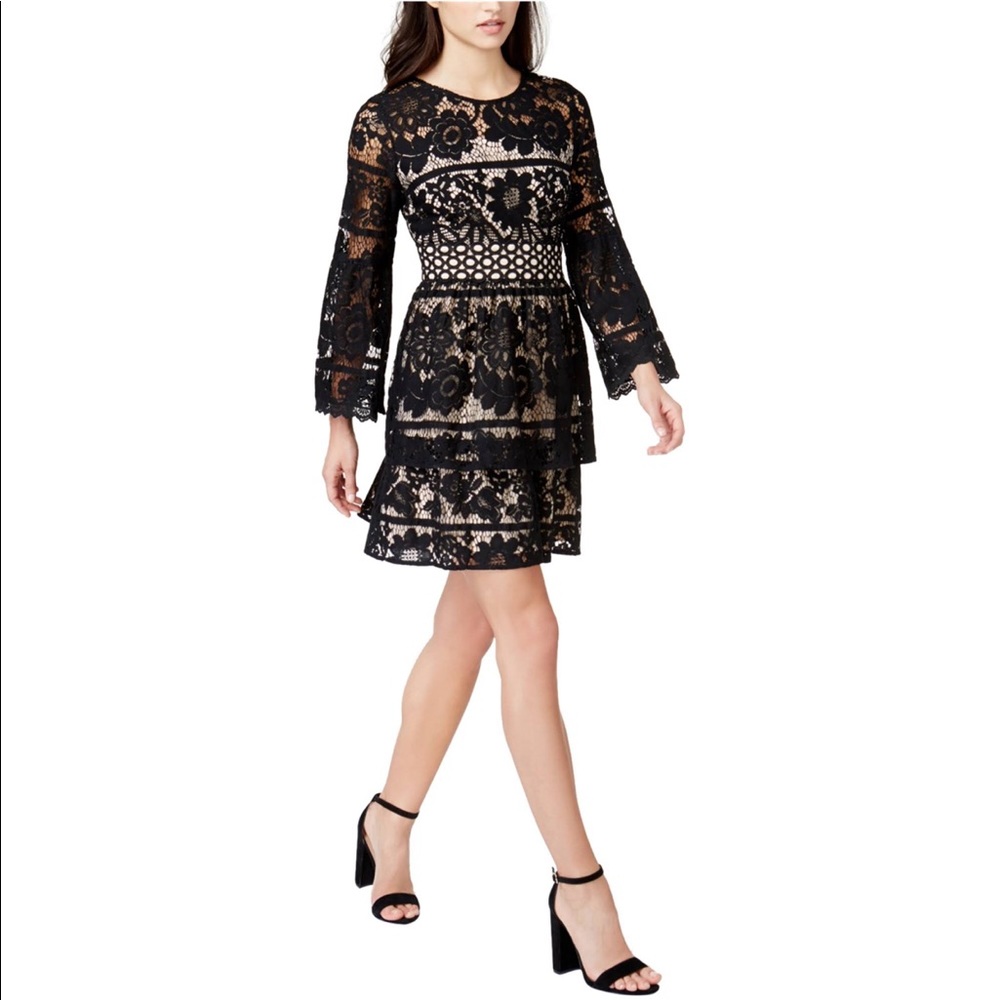 Kensie Tiered Lace A-Line Dress NWT
